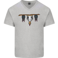 A Funny Chicken With Bats Mens V-Neck Cotton T-Shirt Sports Grey