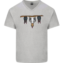 A Funny Chicken With Bats Mens V-Neck Cotton T-Shirt Sports Grey