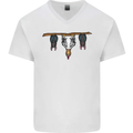A Funny Chicken With Bats Mens V-Neck Cotton T-Shirt White