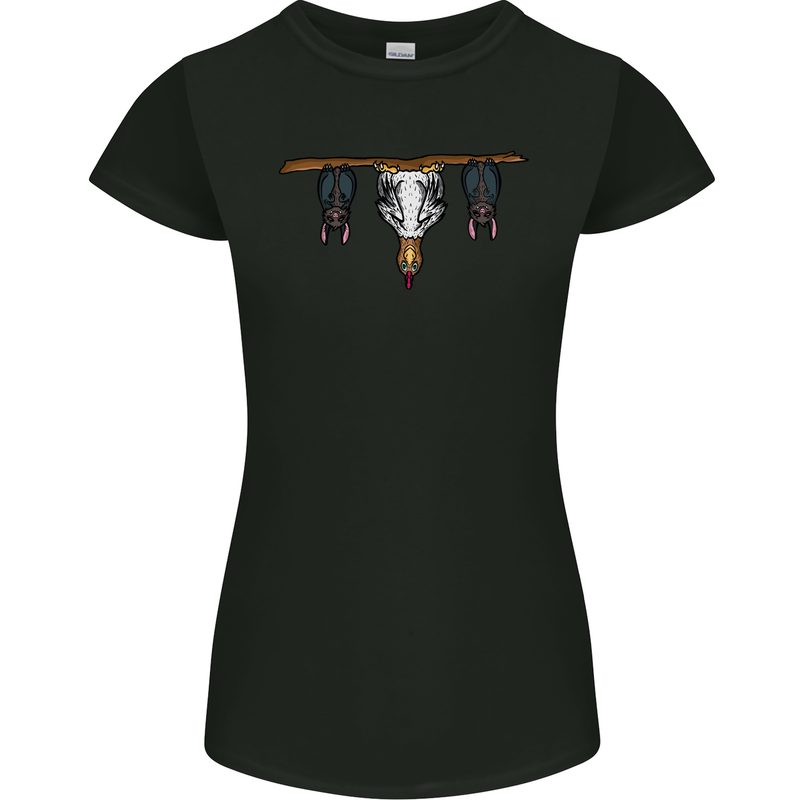 A Funny Chicken With Bats Womens Petite Cut T-Shirt Black