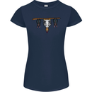 A Funny Chicken With Bats Womens Petite Cut T-Shirt Navy Blue