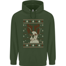 A Funny Christmas Pug Childrens Kids Hoodie Forest Green