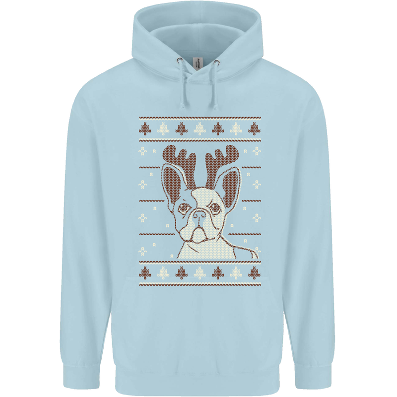 A Funny Christmas Pug Childrens Kids Hoodie Light Blue
