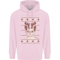 A Funny Christmas Pug Childrens Kids Hoodie Light Pink