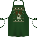 A Funny Christmas Pug Cotton Apron 100% Organic Forest Green