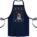 A Funny Christmas Pug Cotton Apron 100% Organic Navy Blue