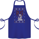 A Funny Christmas Pug Cotton Apron 100% Organic Royal Blue