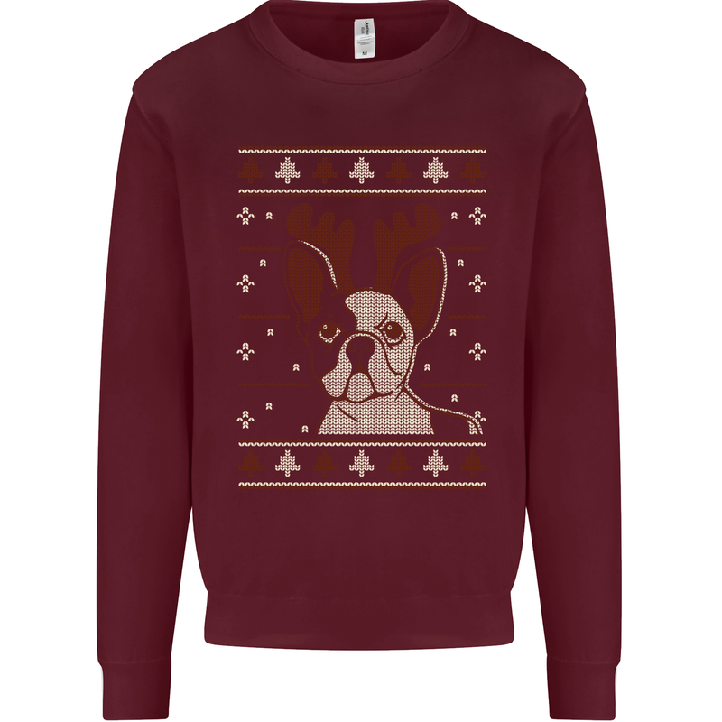 A Funny Christmas Pug Kids Sweatshirt Jumper Maroon