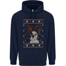 A Funny Christmas Pug Mens 80% Cotton Hoodie Navy Blue