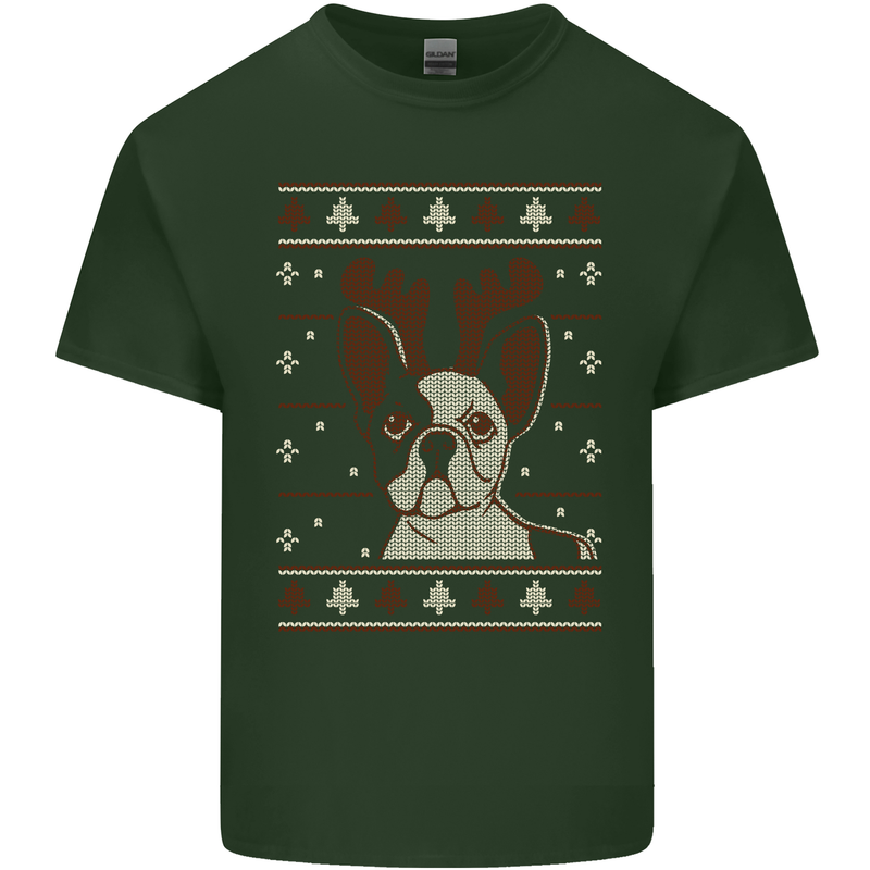 A Funny Christmas Pug Mens Cotton T-Shirt Tee Top Forest Green