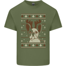 A Funny Christmas Pug Mens Cotton T-Shirt Tee Top Military Green