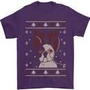 A Funny Christmas Pug Mens T-Shirt 100% Cotton Purple