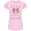 A Funny Christmas Pug Womens Petite Cut T-Shirt Light Pink