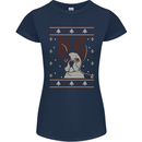A Funny Christmas Pug Womens Petite Cut T-Shirt Navy Blue