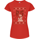 A Funny Christmas Pug Womens Petite Cut T-Shirt Red