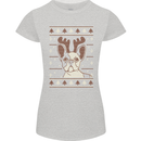A Funny Christmas Pug Womens Petite Cut T-Shirt Sports Grey