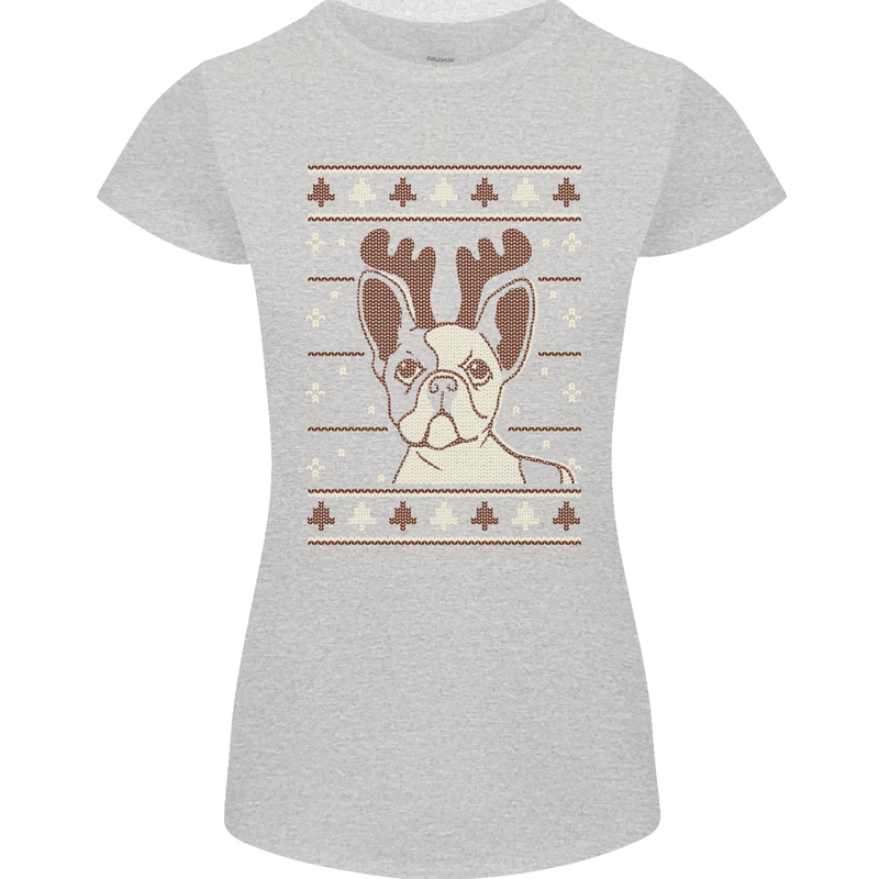 A Funny Christmas Pug Womens Petite Cut T-Shirt Sports Grey