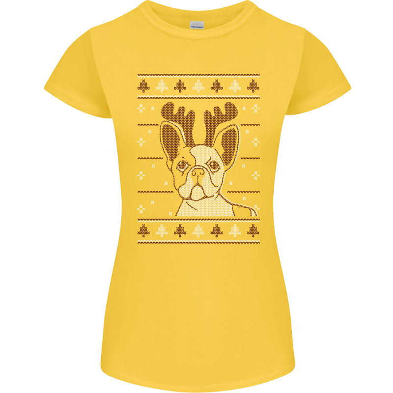 A Funny Christmas Pug Womens Petite Cut T-Shirt Yellow