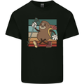 A Funny Hiking Sloth With Walking Gear Mens Cotton T-Shirt Tee Top Black