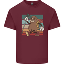 A Funny Hiking Sloth With Walking Gear Mens Cotton T-Shirt Tee Top Maroon