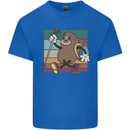 A Funny Hiking Sloth With Walking Gear Mens Cotton T-Shirt Tee Top Royal Blue
