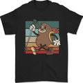 A Funny Hiking Sloth With Walking Gear Mens T-Shirt 100% Cotton Black