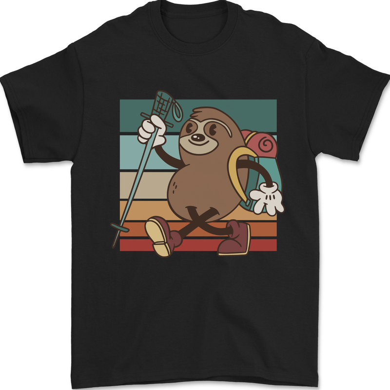A Funny Hiking Sloth With Walking Gear Mens T-Shirt 100% Cotton Black