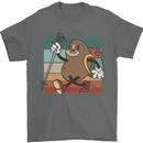 A Funny Hiking Sloth With Walking Gear Mens T-Shirt 100% Cotton Charcoal
