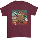 A Funny Hiking Sloth With Walking Gear Mens T-Shirt 100% Cotton Maroon