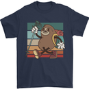 A Funny Hiking Sloth With Walking Gear Mens T-Shirt 100% Cotton Navy Blue