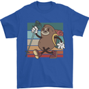 A Funny Hiking Sloth With Walking Gear Mens T-Shirt 100% Cotton Royal Blue