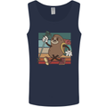 A Funny Hiking Sloth With Walking Gear Mens Vest Tank Top Navy Blue