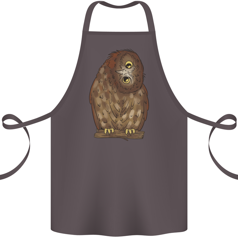 A Funny Owl Cotton Apron 100% Organic Dark Grey