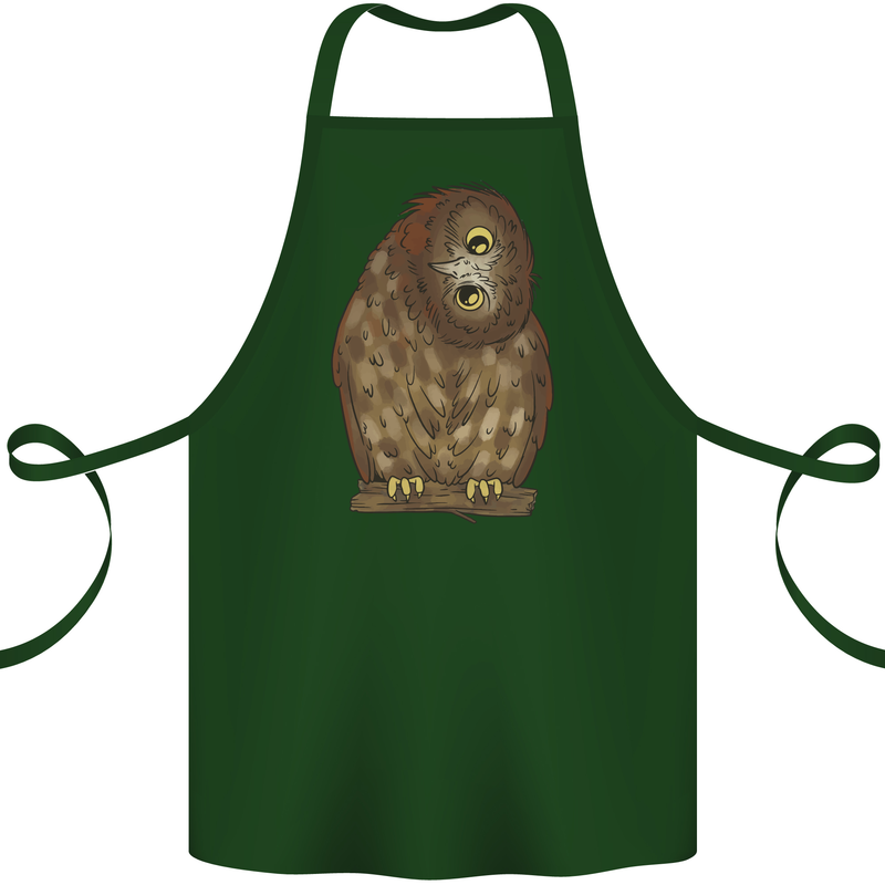 A Funny Owl Cotton Apron 100% Organic Forest Green