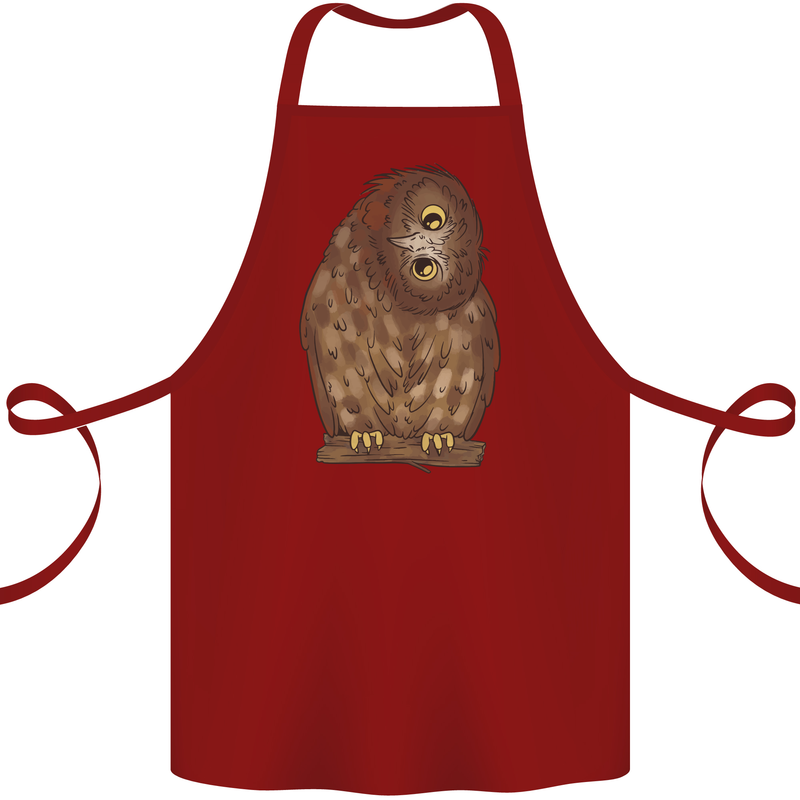 A Funny Owl Cotton Apron 100% Organic Maroon