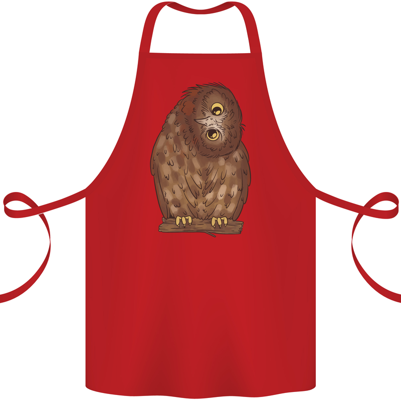 A Funny Owl Cotton Apron 100% Organic Red