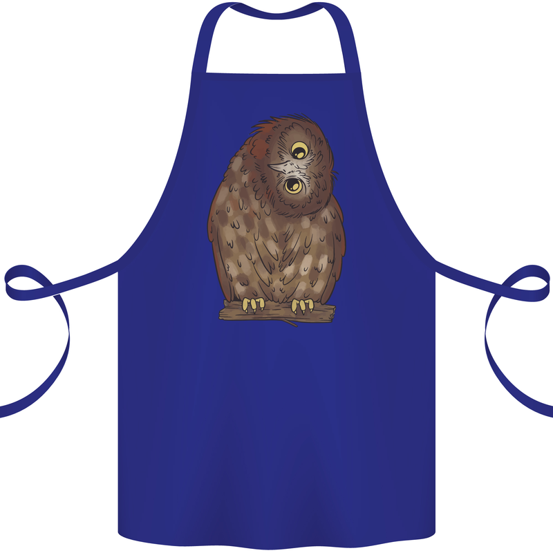 A Funny Owl Cotton Apron 100% Organic Royal Blue