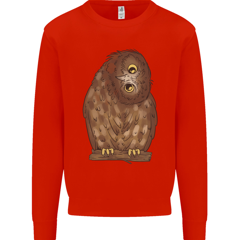 A Funny Owl Kids Sweatshirt Jumper Bright Red