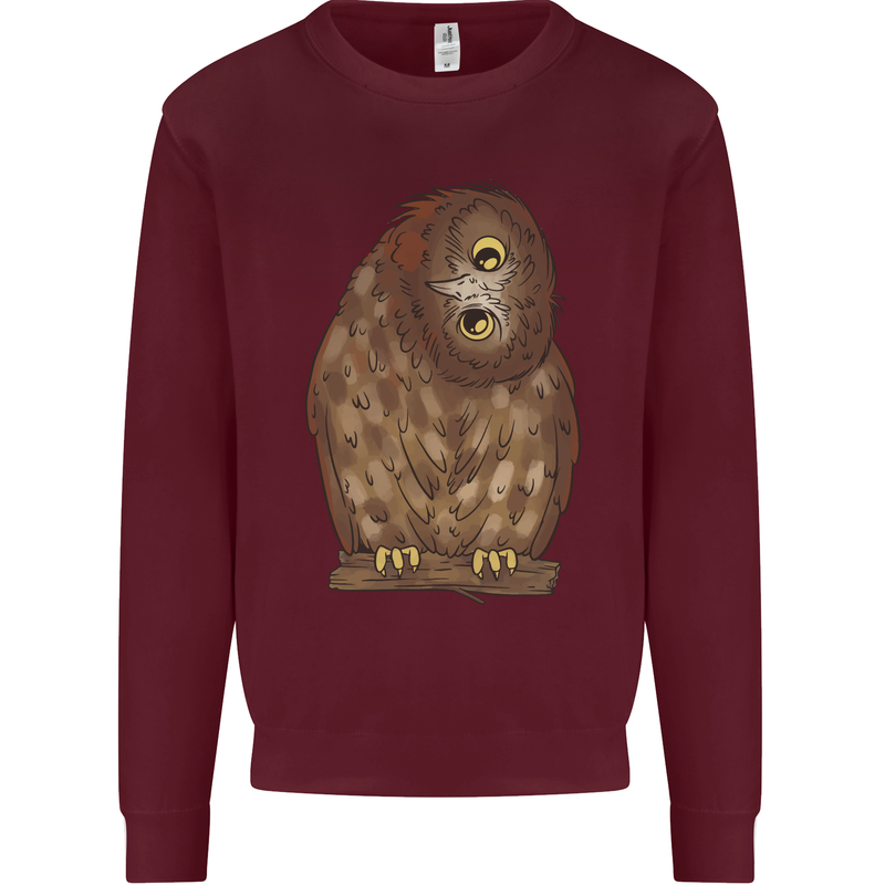 A Funny Owl Kids Sweatshirt Jumper Maroon