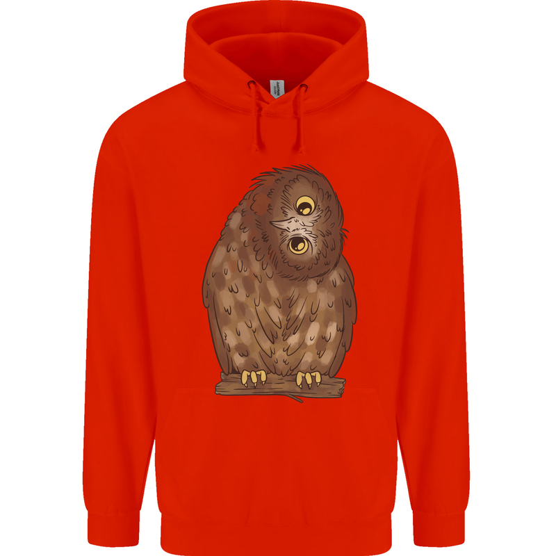 A Funny Owl Mens 80% Cotton Hoodie Bright Red