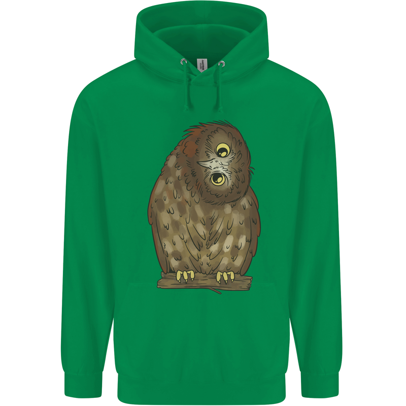 A Funny Owl Mens 80% Cotton Hoodie Irish Green