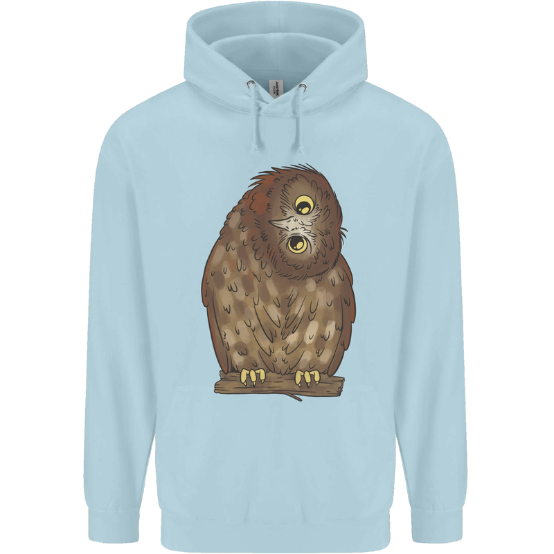 A Funny Owl Mens 80% Cotton Hoodie Light Blue