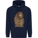 A Funny Owl Mens 80% Cotton Hoodie Navy Blue