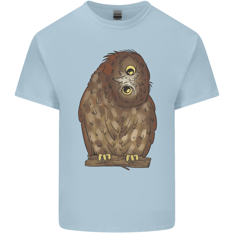 A Funny Owl Mens Cotton T-Shirt Tee Top Light Blue