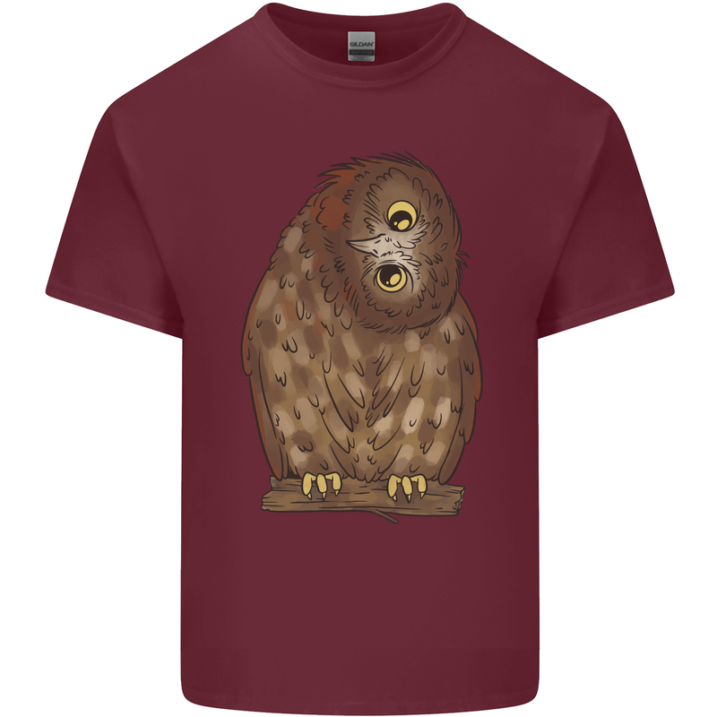 A Funny Owl Mens Cotton T-Shirt Tee Top Maroon