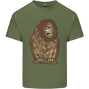 A Funny Owl Mens Cotton T-Shirt Tee Top Military Green