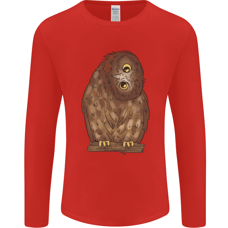 A Funny Owl Mens Long Sleeve T-Shirt Red