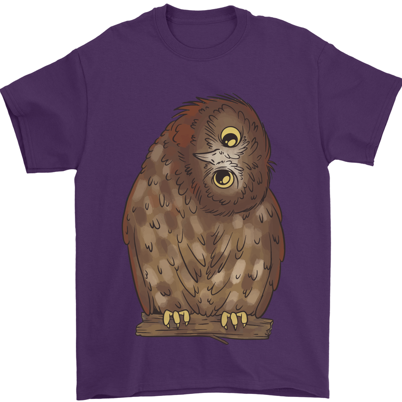 A Funny Owl Mens T-Shirt 100% Cotton Purple