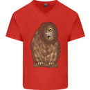 A Funny Owl Mens V-Neck Cotton T-Shirt Red