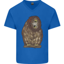 A Funny Owl Mens V-Neck Cotton T-Shirt Royal Blue
